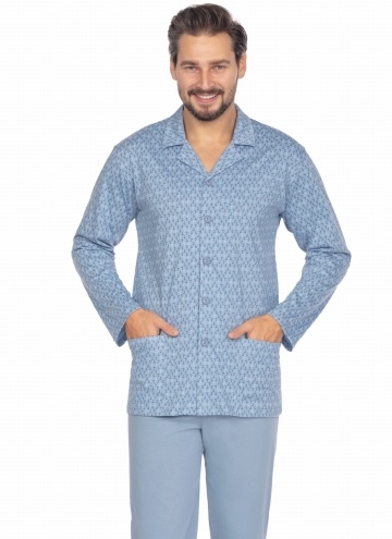 Rozepínací pásnké pyžamo REGINA.1384 modré