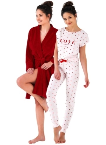 Walentynkowy komplet piżama i szlafrok Sensis