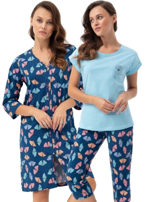 Set pijama și halat LUNA albastru