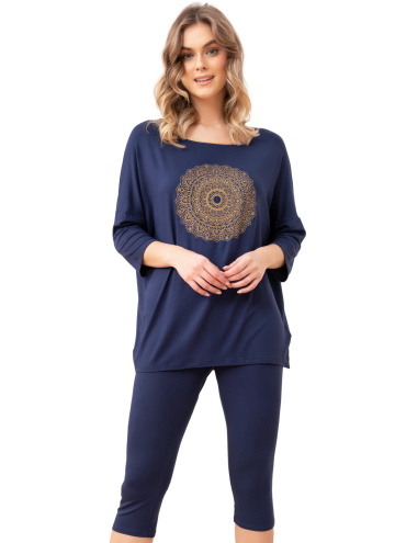 Pijama pentru femei ITALIAN FASHION MANDALA 3/4 R. 3/4 S. albastru închis