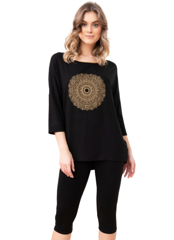 Pijama pentru femei ITALIAN FASHION MANDALA 3/4+3/4 negru