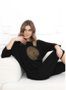 Pijama dama ITALIAN FASHION MANDALA 3/4+3/4 negru