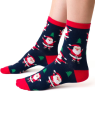 Dámské ponožky se Santy a vánočními stromky STEVEN.1136 tmavě modrá