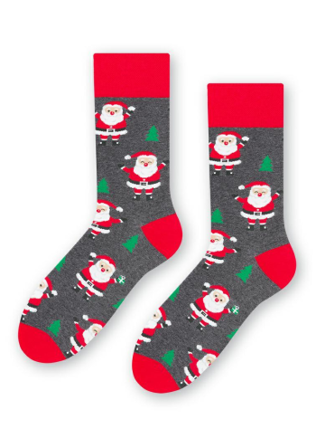 Pánské vánoční ponožky Santa Claus STEVEN.1136 šedá melanž