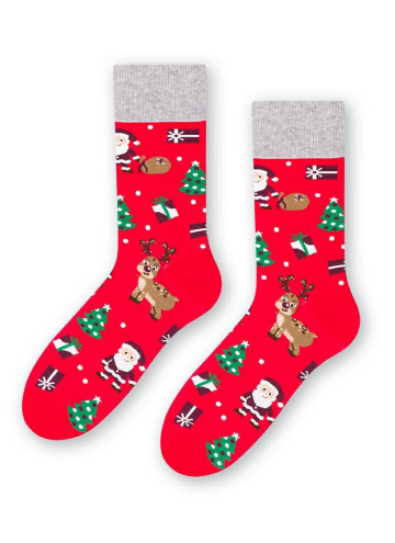 Červené pánské vánoční ponožky STEVEN.1136