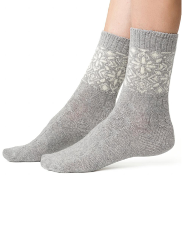 Dámské vlněné ponožky se vzorem STEVEN šedá melanž