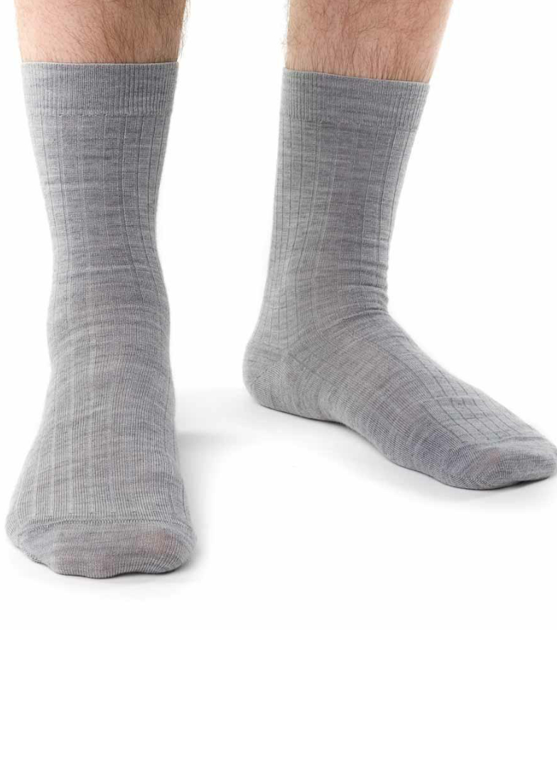 Pánské ponožky s merino vlny bezotlaké STEVEN melanž světlý šedá
