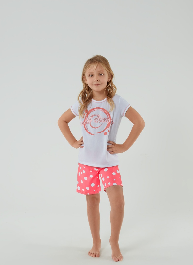 Dívčí pyžamo ITALIAN FASHION RABA krátká bílý/malinový print