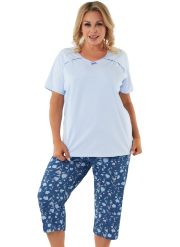 Dámské pyžamo ITALIAN FASHION AGALIA krátký 3/4 modrá/print