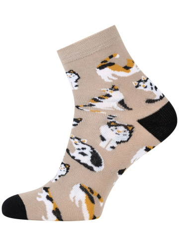 Nízké ponožky ITALIAN FASHION S166Z cats béžová/černá/bílá