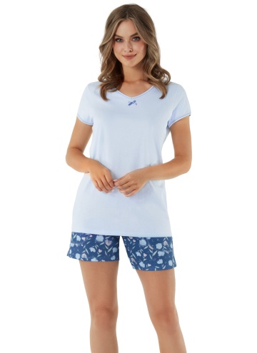 Dámské pyžamo ITALIAN FASHION TULIP krátká modrá/print