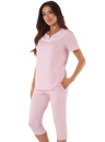 Pijama dama ITALIAN FASHION ELODIA scurt 3/4 roz pudră