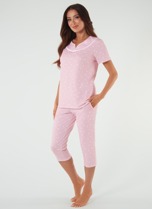 Pijama dama ITALIAN FASHION ELODIA scurt 3/4 roz pudră