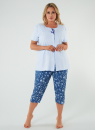 Pijama dama ITALIAN FASHION LADY scurt 3/4 albastru/print