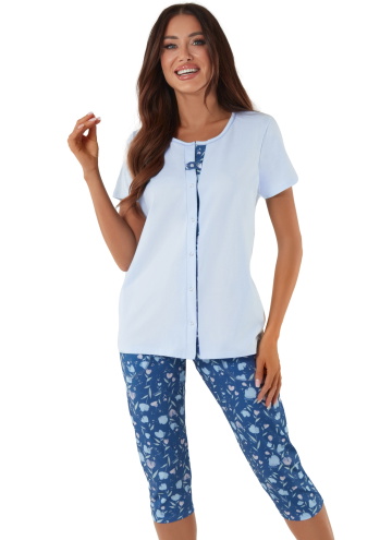 Pijama pentru femei ITALIAN FASHION LADY scurt 3/4 albastru/print