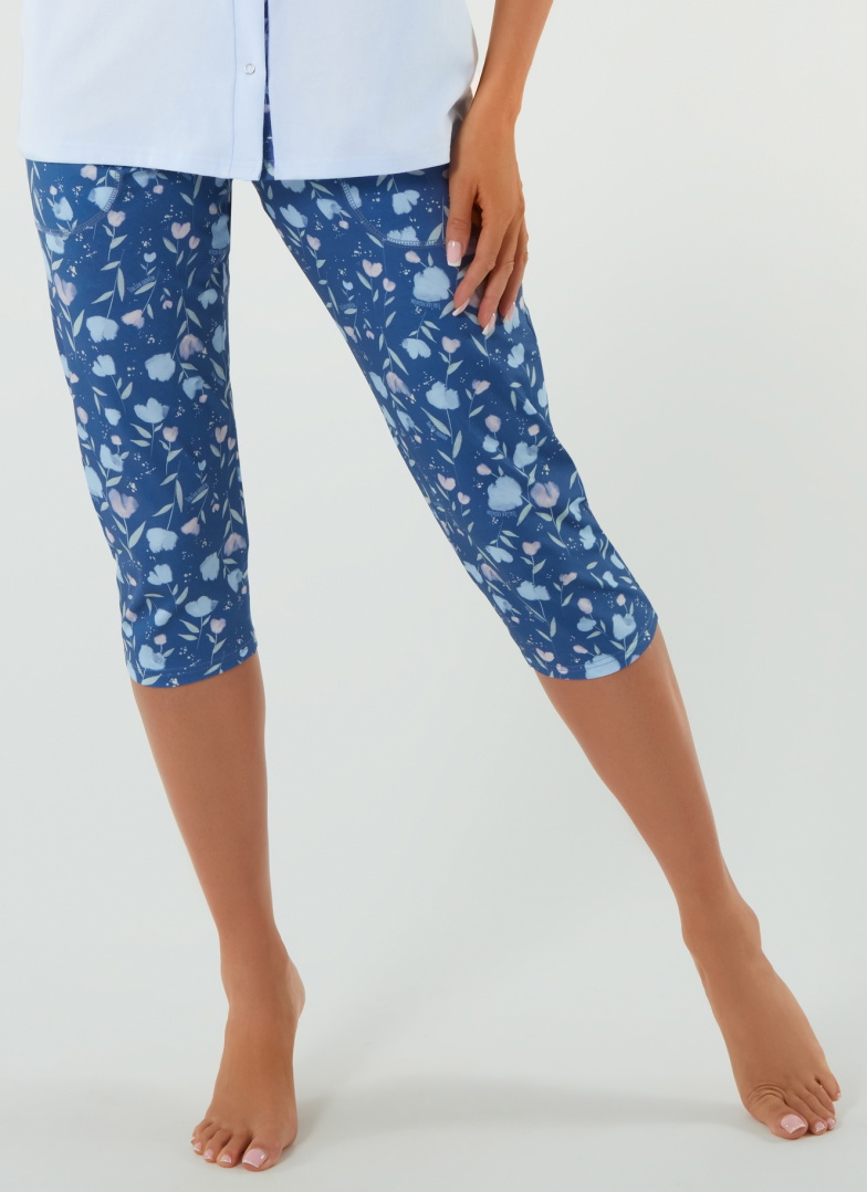 Pijama dama ITALIAN FASHION LADY scurt 3/4 albastru/print