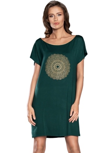 Koszula nocna Italian Fashion MANDALA kr.ręk. zielona