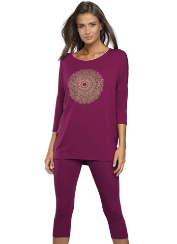 Pijama dama ITALIAN FASHION MANDALA 3/4+3/4 burgundy