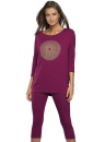 Pijama dama ITALIAN FASHION MANDALA 3/4+3/4 burgundy