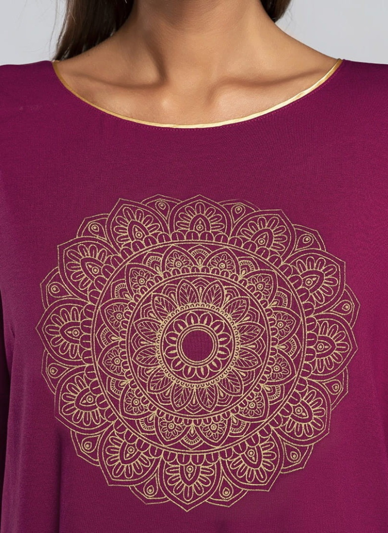 Pijama dama ITALIAN FASHION MANDALA 3/4+3/4 burgundy