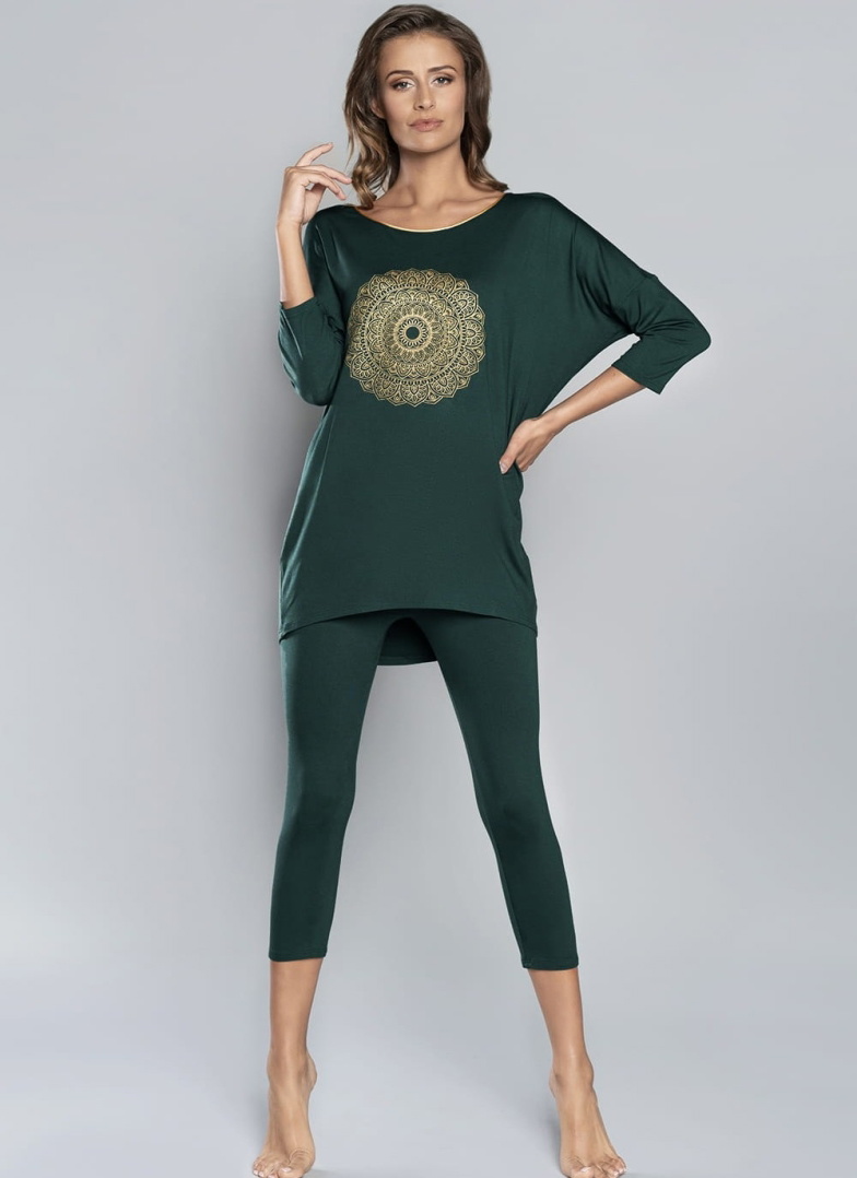 Pijama dama ITALIAN FASHION MANDALA 3/4+3/4 verde