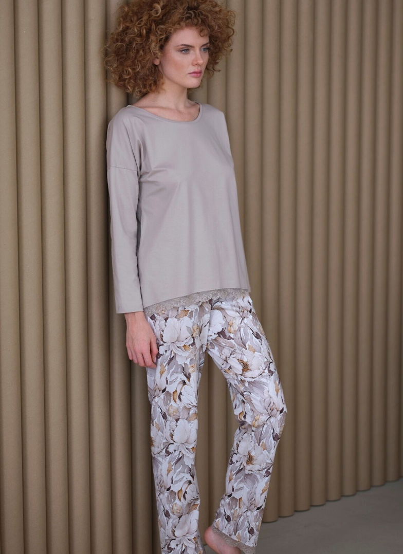 Pijama dama CANA 421 flori-taupe