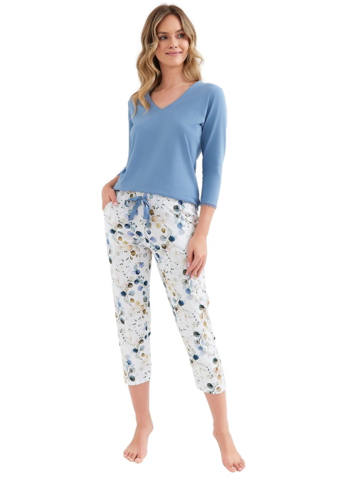 Pijama pentru femei CANA 403 motiv botanic-albastru