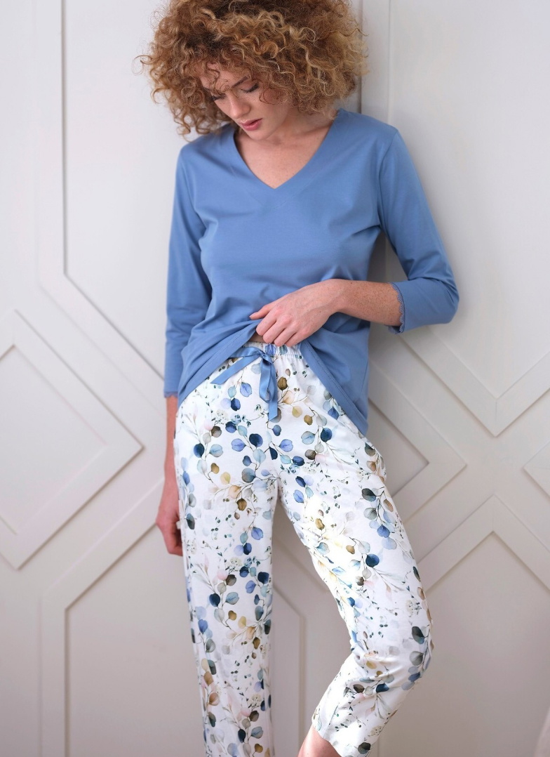 Pijama dama CANA 403 motiv botanic-albastru