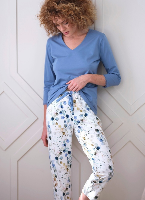 Pijama dama CANA 403 motiv botanic-albastru