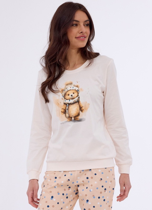 Pijama dama CORNETTE 671/377 SWEET BEAR ecru