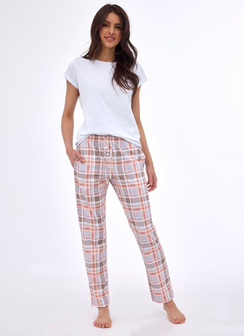 Pantaloni de pijama dama CORNETTE 690/40 bej model în carouri