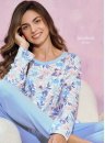 Pijama dama TARO GINNY 3237 INTERLOCK alb-albastru deschis