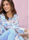 Pijama dama TARO GINNY 3237 INTERLOCK alb-albastru deschis