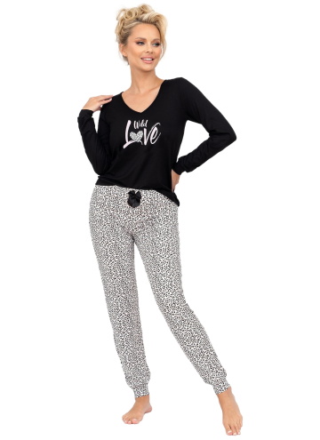 Pijama dama DONNA PANTERA LONG negru