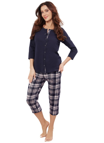 Pijama pentru femei ITALIAN FASHION DONA 3/4+3/4 albastru închis/print