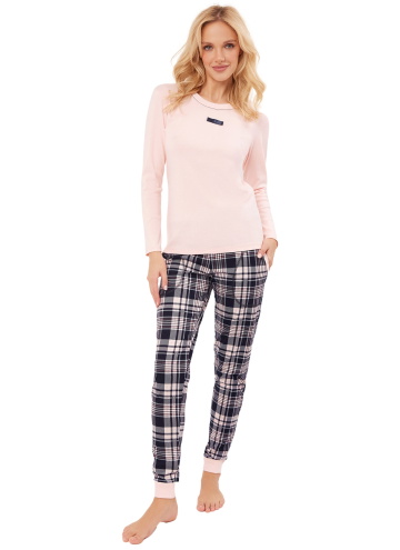 Pijama pentru femei ITALIAN FASHION DONA lung salmon/print