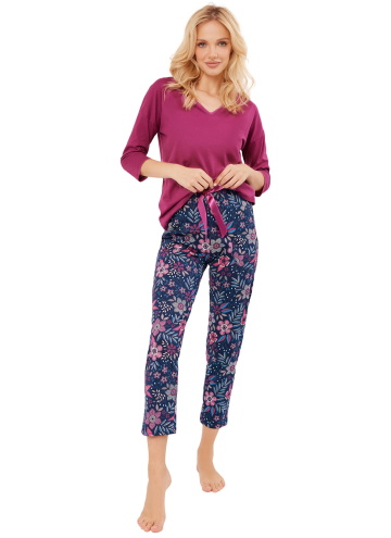 Pijama pentru femei ITALIAN FASHION FOLK 3/4+7/8 mure/print