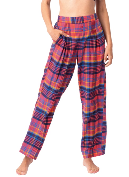 Pantaloni de pijama dama KEY 483 roz FLANEL