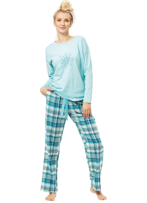 Pijama pentru femei KEY 474 albastru deschis FLANEL