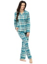 Pijama de damă cu nasturi KEY 471 albastru deschis FLANEL