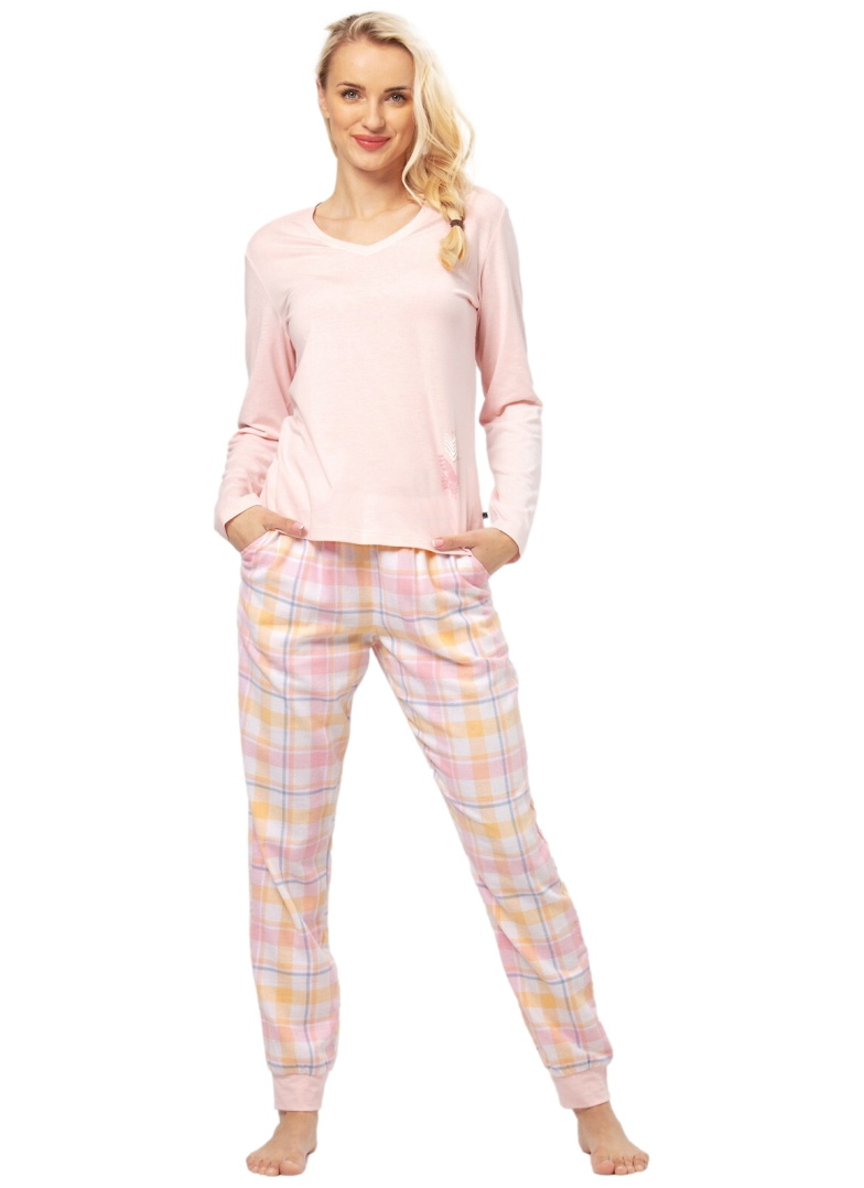 Pijama dama KEY 664 roz pudră FLANEL