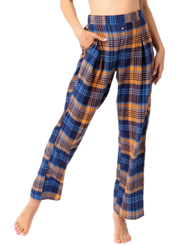 Pantaloni de pijama dama KEY 481 albastru închis FLANEL