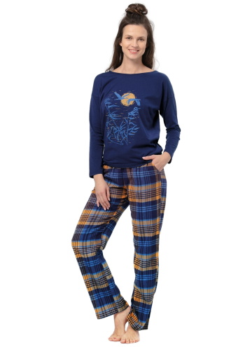 Pijama pentru femei KEY 937 albastru închis FLANEL