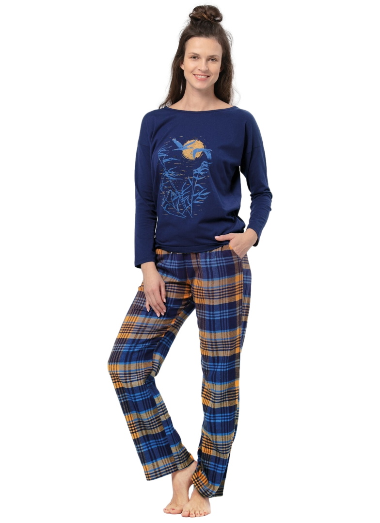 Pijama dama KEY 937 albastru închis FLANEL