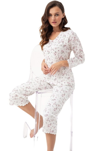 Pijama dama LUNA 391 ecru-roz