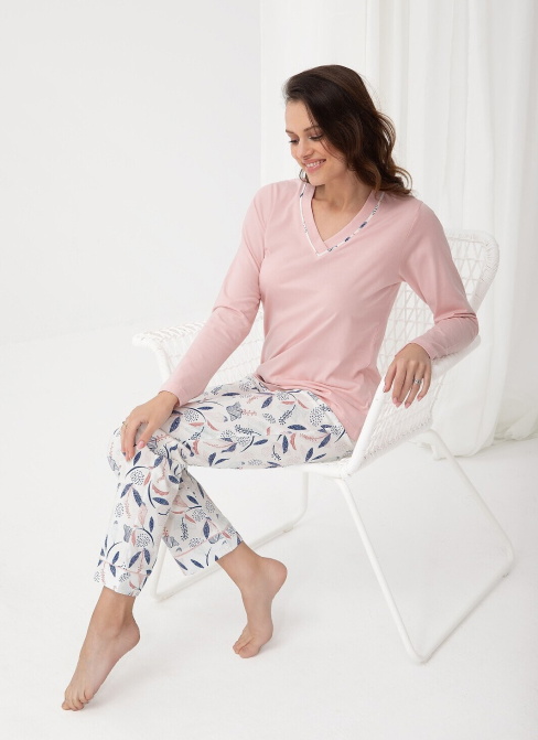 Pijama dama LUNA 675 roz flori