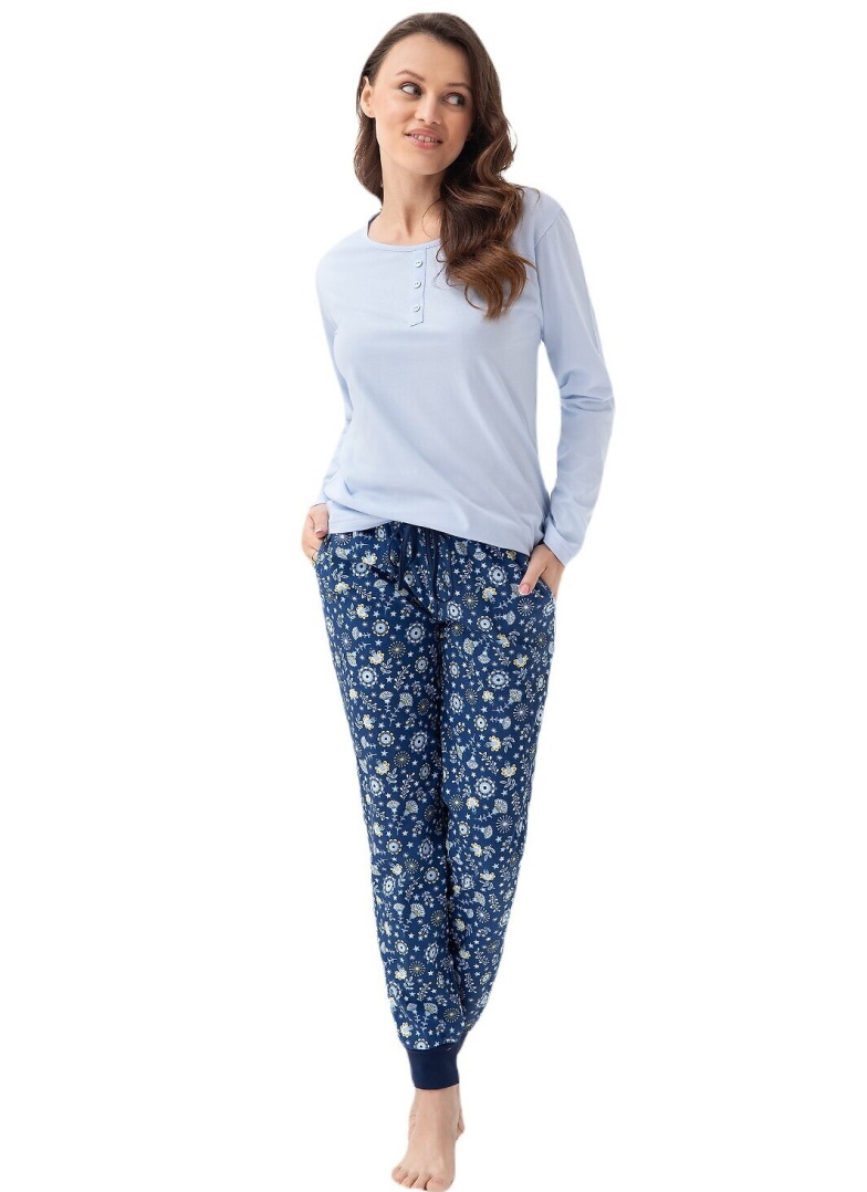 Pijama dama LUNA 334 albastru deschis-flori