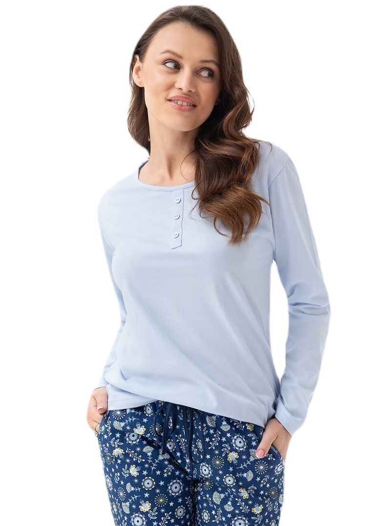 Pijama dama LUNA 334 albastru deschis-flori