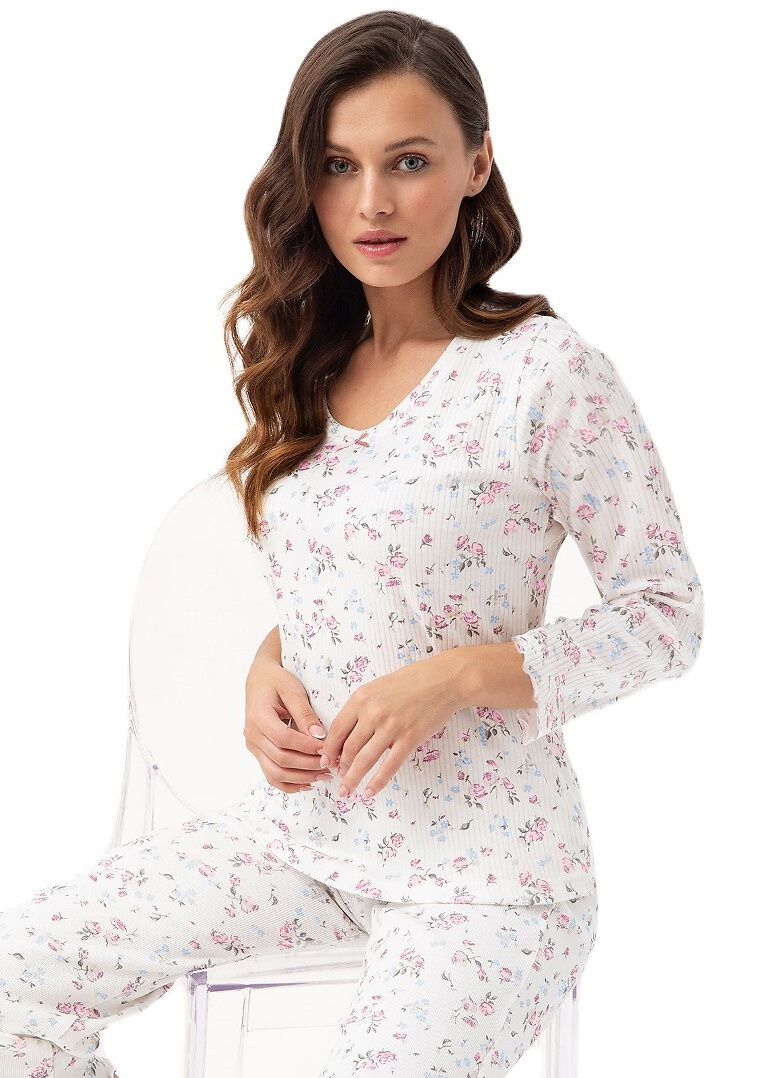 Pijama dama LUNA 391 ecru-d.roz