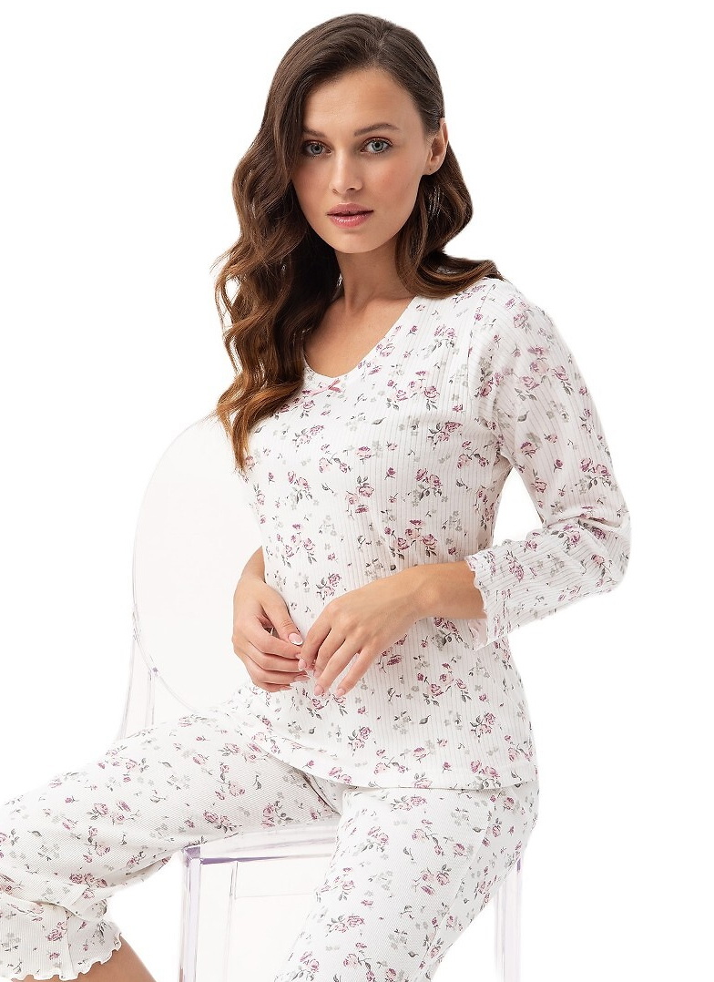 Pijama dama LUNA 391 ecru-roz